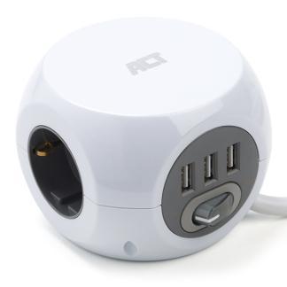 Stekkerdoos 3-voudig | ACT | 3 meter, Doe-het-zelf en Verbouw, Elektra en Kabels, Nieuw, Verzenden