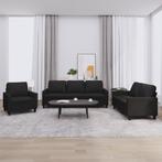 vidaXL 3-delige Loungeset met kussens kunstleer zwart, Huis en Inrichting, Banken | Bankstellen, Verzenden, 150 tot 200 cm, Nieuw