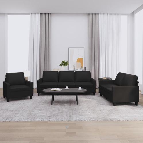 vidaXL 3-delige Loungeset met kussens kunstleer zwart, Huis en Inrichting, Banken | Bankstellen, Nieuw, 150 tot 200 cm, Leer, Vierpersoons of meer