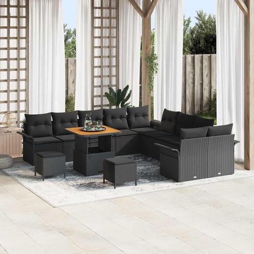 vidaXL 13-delige tuinsofa set met kussens in zwart, gemaakt, Tuin en Terras, Tuinsets en Loungesets, Nieuw, Verzenden