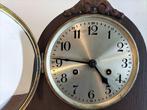 Pendule/schouw klok - Art Deco eiken-messing-glas -