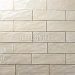 Wandtegel 6,5x20 cm beige handvormlook cream parelmoer, Ophalen, Nieuw, 10 m² of meer, Wandtegels