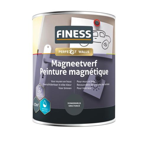 Finess Finess magneetverf 1 liter, donkergrijs, Doe-het-zelf en Verbouw, Verf, Beits en Lak, Nieuw, Verzenden
