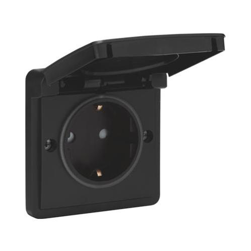 Niko New Hydro wandcontactdoos zwart IP55 zonder onderbak, Doe-het-zelf en Verbouw, Elektra en Kabels, Nieuw, Ophalen of Verzenden