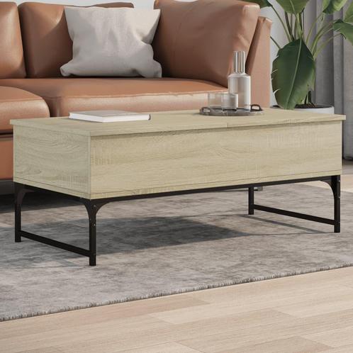 vidaXL Salontafel 100x50x40 cm bewerkt hout en metaal sonoma, Huis en Inrichting, Tafels | Salontafels, 100 tot 150 cm, Nieuw
