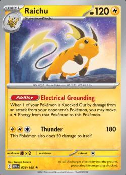 Raichu 026/165 holo pokemon 151, Hobby en Vrije tijd, Verzamelkaartspellen | Pokémon, Losse kaart, Nieuw, Foil, Ophalen of Verzenden