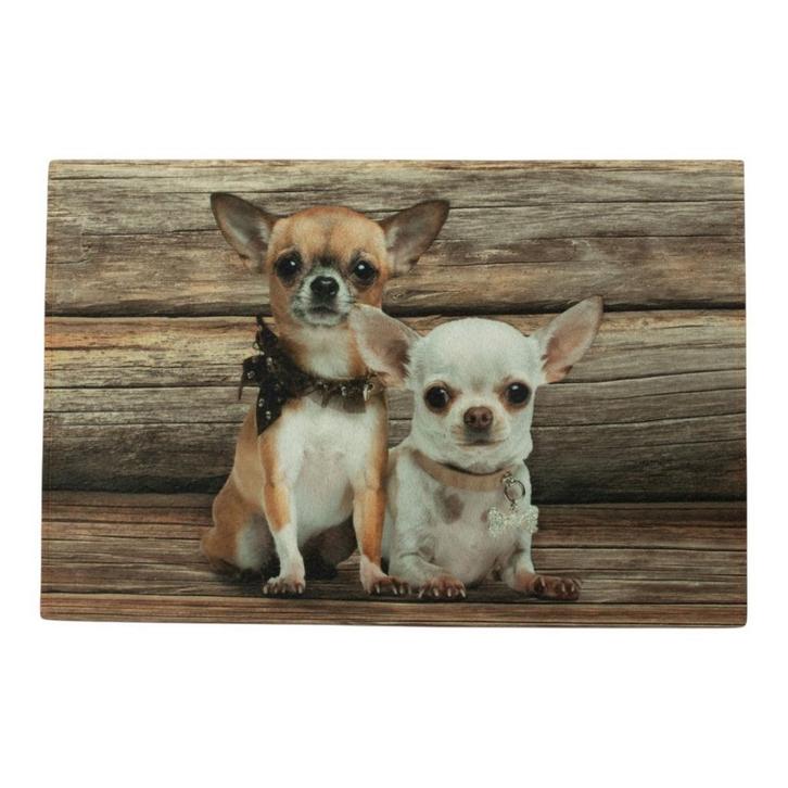 deurmat hout chihuahuas 75x50cm, Tuin en Terras, Deurmatten, Verzenden