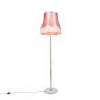 Retro vloerlamp messing met Granny kap roze 45 cm - Kaso, Huis en Inrichting, Nieuw, Overige stijlen