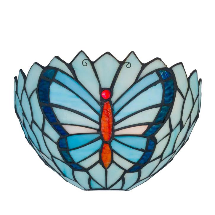 Tiffany vlinder wandlamp - B 25 CM x H 14 CM (Art. 8251), Huis en Inrichting, Lampen | Wandlampen, Verzenden