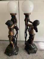 Kaarsenhouder (2) - Brons - Bronzen Engellamp uit Putto