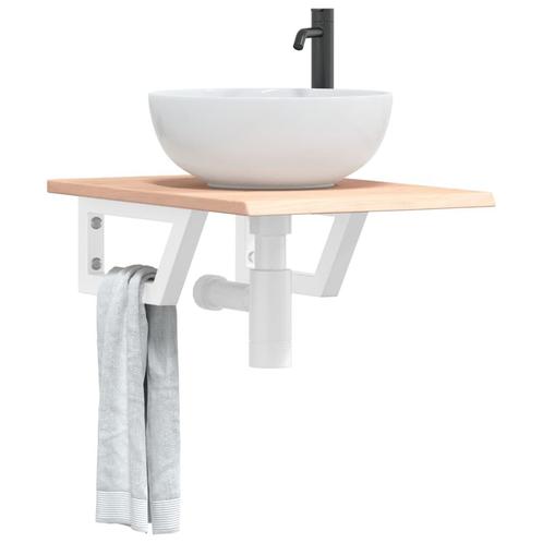 vidaXL Badkamer wandschap staal en massief eikenhout, Huis en Inrichting, Tafels | Kaptafels, Nieuw, Verzenden
