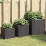 vidaXL Plantenbakken 3 st poly rattan zwart, Verzenden, Nieuw, Kunststof
