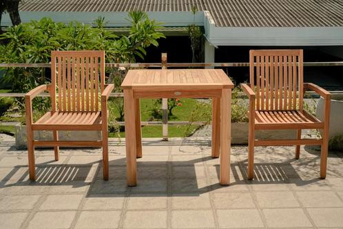 Teakea Teakhouten Tuinset Ibiza – 2 Stapelbare Stoelen +, Tuin en Terras, Tuinsets en Loungesets, Nieuw, Verzenden