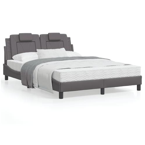 vidaXL Bed met matras kunstleer grijs 120x200 cm, Huis en Inrichting, Slaapkamer | Bedden, Nieuw, Tweepersoons, Verzenden