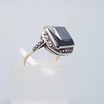 18 karaat - Roségoud, Zilver, Art Deco, Hematiet - Ring - +