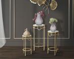 TV-HOUDER GOUD SET VAN 3 STUKS CM Ø 33X70-28X60-23X50, Huis en Inrichting, Tafels | Sidetables, Ophalen of Verzenden, Nieuw