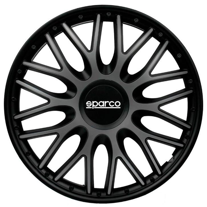4-Delige Sparco Wieldoppen  Roma 14-inch grijs/zwart, Auto diversen, Wieldoppen, Verzenden