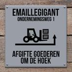 Emaille bord afgifte goederen om de hoek, Verzenden, Nieuw