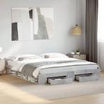 vidaXL Bedframe met lades bewerkt hout betongrijs 180x200 cm, Huis en Inrichting, Eenpersoons, Verzenden, Nieuw, 80 cm