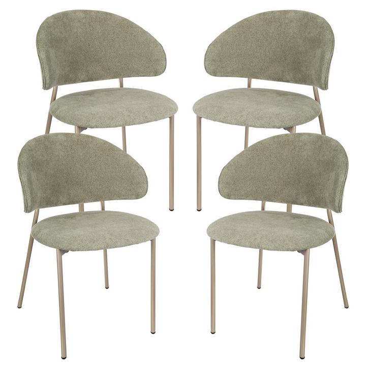 Eetkamerstoel Lipis set van 4 groen 77x53x56 cm [en.casa], Huis en Inrichting, Stoelen, Verzenden