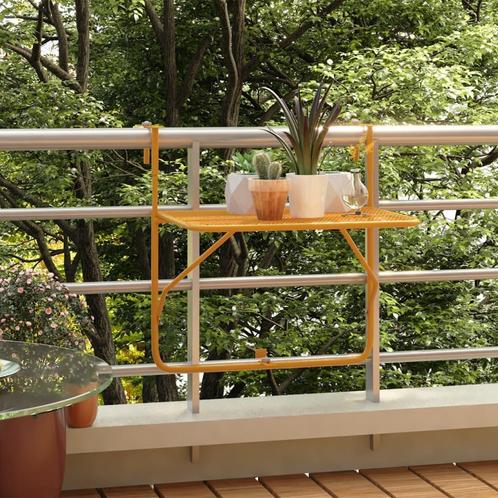 vidaXL Balkontafel 60x40 cm staal geel, Tuin en Terras, Tuintafels, Nieuw, Metaal, Verzenden
