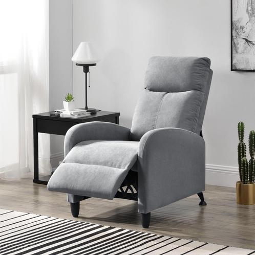 Verstelbare relaxfauteuil 102x60x92 cm stof lichtgrijs, Huis en Inrichting, Fauteuils, Verzenden