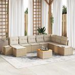 vidaXL Tuin Sofa Set 9 pcs Beige en wit, Tuin en Terras, Verzenden, Nieuw, Rotan