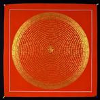 Zeldzame rode OM-mantra Mandala | Handgeschilderde Mantra, Nieuw