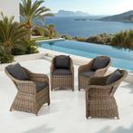 4 luxe wicker fauteuils met kussens - natuur, Verzenden, Nieuw