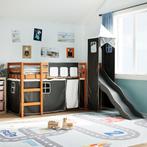 vidaXL Kinderhoogslaper met toren 90x200 cm grenenhout wit, 90 cm, Eenpersoons, Verzenden, Zwart