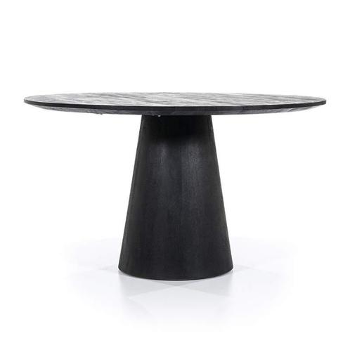 Eettafel Aron Rond - 130cm - Zwart - 95657 - eettafel, Huis en Inrichting, Tafels | Eettafels, Nieuw, Overige materialen