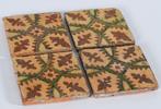 Tegel - Zeldzaam lot van 4 antieke haard/rader tegels.