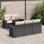 vidaXL 6-delige Loungeset met kussens poly rattan zwart, Tuin en Terras, Verzenden, Nieuw, Rotan, Loungeset