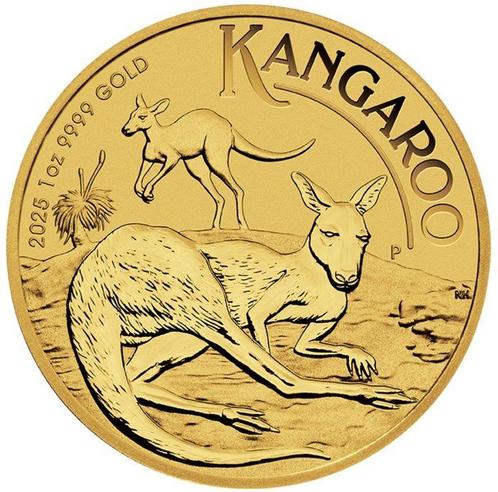 Australië. 100 Dollars 2025 Kangaroo, Känguru 1 oz Goldmünze, Postzegels en Munten, Munten | Europa | Niet-Euromunten