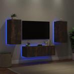 vidaXL 3-delige tv-wandmeubelset met LED-verlichting gerookt, Verzenden, Nieuw, Overige houtsoorten