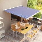 vidaXL Luifel handmatig 350x250 cm blauw en wit, Verzenden, Nieuw