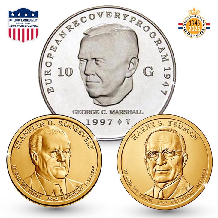 Zilveren Munt-set Marshallplan, Postzegels en Munten, Munten | Amerika, Verzenden