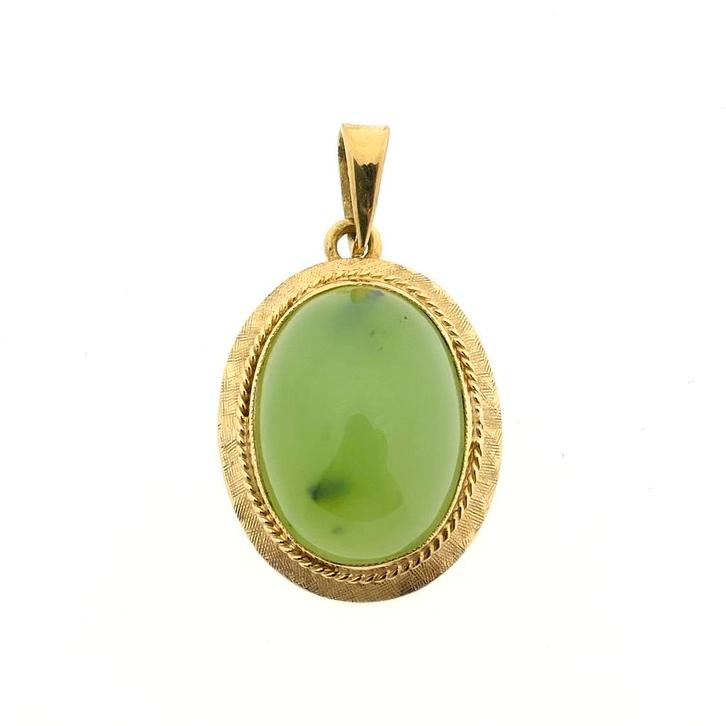 Gouden hanger met Jade (vintage gouden hanger, vintage), Sieraden, Tassen en Uiterlijk, Bedels, Gebruikt, Overige merken, Goud