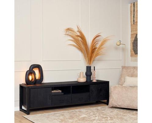 Tv meubel Boaz Black 200 cm | Twee deuren en twee lades, Huis en Inrichting, Kasten | Televisiemeubels, Nieuw, Ophalen of Verzenden