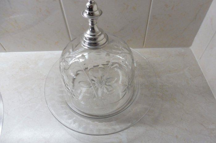 Schotel - Kaasstolp met zilveren knop - Nederland - 2e helft, Antiek en Kunst, Antiek | Goud en Zilver