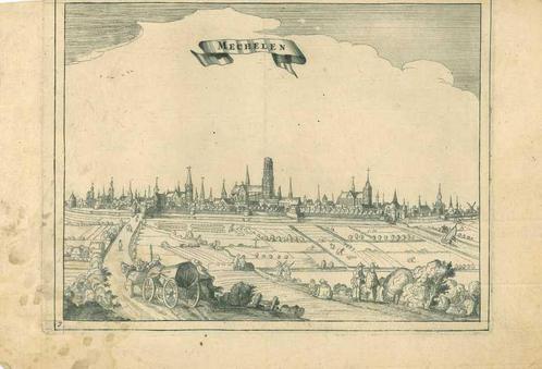 Zicht op Mechelen, Antiek en Kunst, Kunst | Etsen en Gravures
