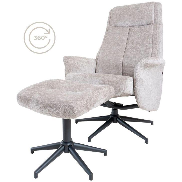 Relaxfauteuil Bindy + Hocker - Perfect Harmony - Taupe 04, Huis en Inrichting, Fauteuils, Nieuw, Ophalen of Verzenden