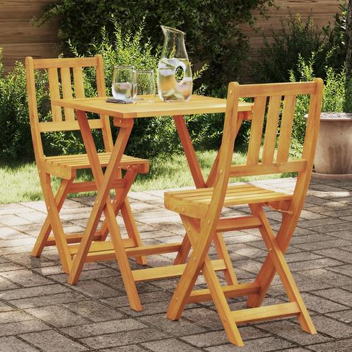 vidaXL 3-delige opvouwbare bistroset van massief acaciahout, Tuin en Terras, Tuinsets en Loungesets, Nieuw, Verzenden