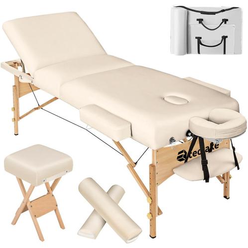 3-zones massagetafel-set met 10cm matras, rolkussens en hout, Sport en Fitness, Massageproducten, Verzenden