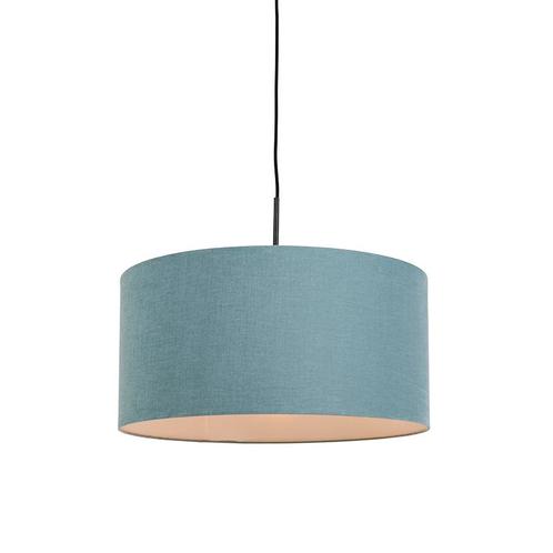 Hanglamp zwart met blauwe kap 50 cm - Combi 1, Huis en Inrichting, Lampen | Hanglampen, Nieuw, Overige materialen, 75 cm of meer