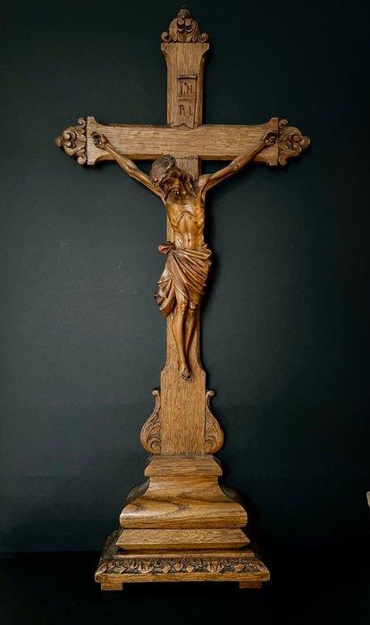 Crucifix - Hout - 1850-1900 - Groot altaarcrucifix - 65 cm, Antiek en Kunst, Kunst | Niet-Westerse kunst
