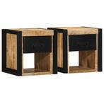 vidaXL Nachtkastjes 2 st 40x35x40 cm massief ruw hout mango, Verzenden, Nieuw, Hout