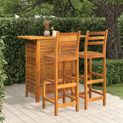 vidaXL 3-delige Tuinbarset massief acaciahout, Tuin en Terras, Tuinsets en Loungesets, Nieuw, 2 zitplaatsen, Hardhout, Verzenden