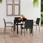 vidaXL Tuinstoelen 4 st met kussens poly rattan zwart, Tuin en Terras, Tuinstoelen, Verzenden, Nieuw, Rotan