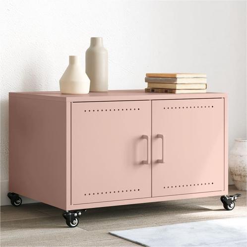 vidaXL Salontafel 68x50x43,5 cm staal roze, Huis en Inrichting, Tafels | Salontafels, 50 tot 100 cm, Nieuw, Metaal, Verzenden